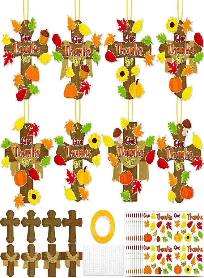 80UncleKimby 40Sets Thanksgiving Crafts for Kids Christian Fall Cross Hanging Decorations Religious Classroom Sunday Activity Autumn Church Party Gifts - Image 1